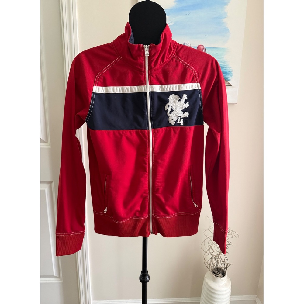 American Eagle Sportswear Red Navy Track Jacket Lion Crest Varsity Zip Up XS VTG